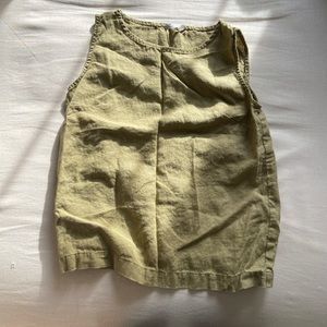 Linenfox 100% linen tank top in olive
